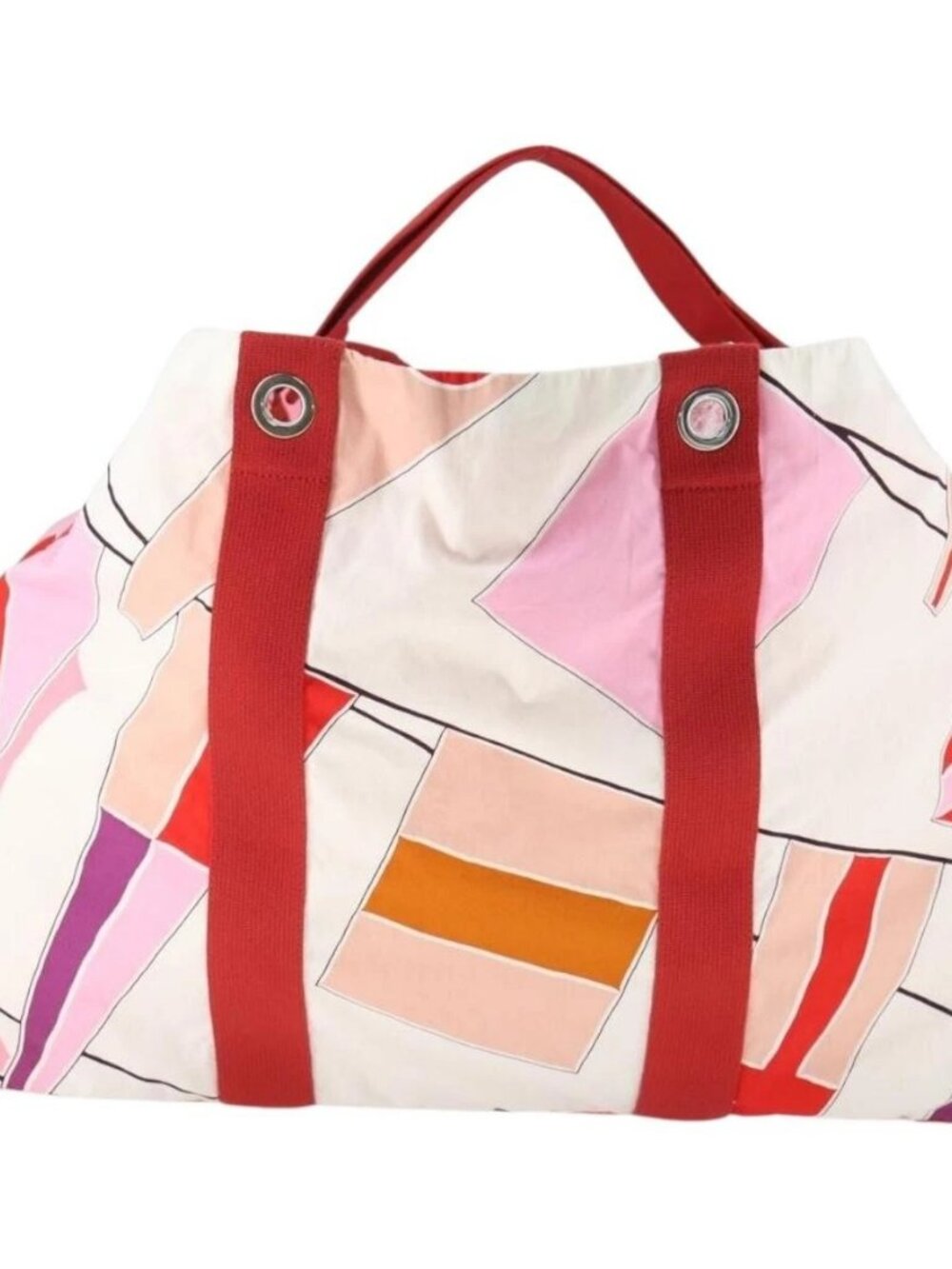 HERMES Beach Bag Tote Bag Canvas Red Auth 168207 - Picture 3 of 16